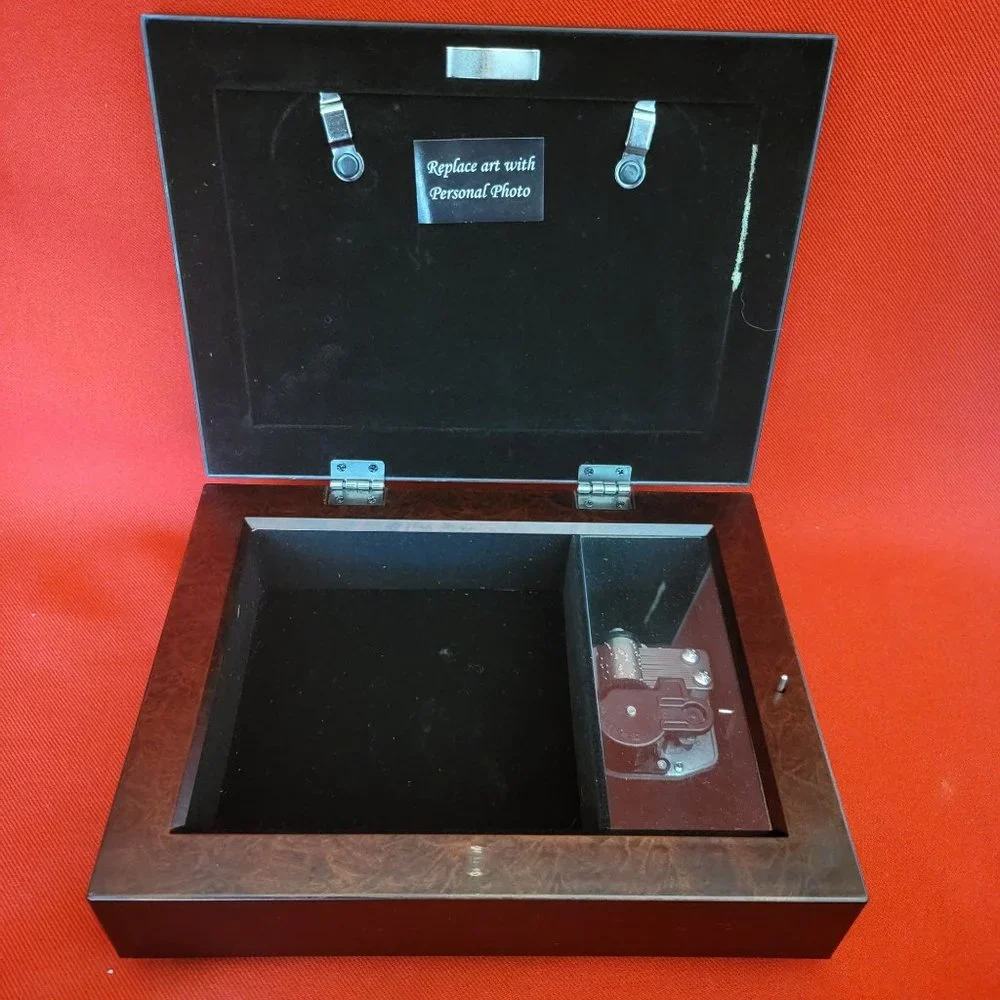 VTG Sankyo Wooden Jewelry Music Box Metal Frame